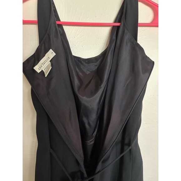 Ann Taylor M 8 Black Dress Sheath Cocktail Sleeveless Buttons 80s 90s Retro Goth - Picture 4 of 6